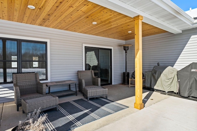 view of patio / terrace with a grill and an outdoor hangout area