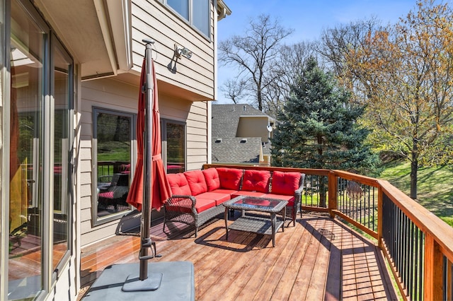 deck with an outdoor living space