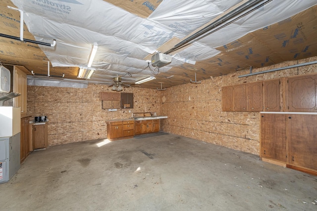 basement with a garage