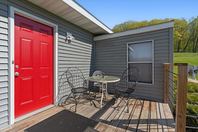E4970 865th Ave, Sherman Twp, WI 54725 - doorway to property with a wooden deck