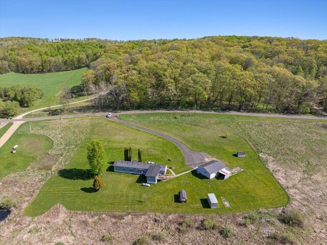 E4970 865th Ave, Sherman Twp, WI 54725 - aerial overview of property's location with a heavily wooded area and rural landscape