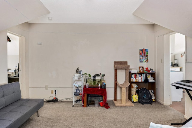 view of carpeted living area