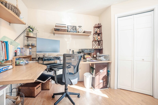 office space featuring light wood-type flooring