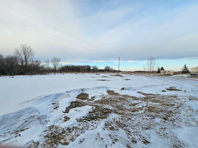 view of yard layered in snow