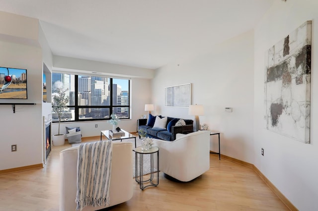 500 Grant St Unit 1302, Minneapolis, MN 55404 - living room with baseboards and light wood-style flooring