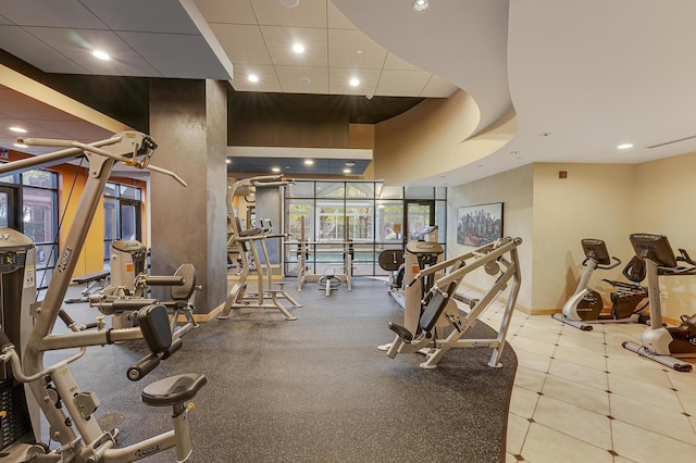 500 Grant St Unit 1302, Minneapolis, MN 55404 - workout area featuring recessed lighting and baseboards