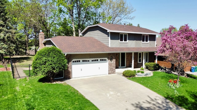 7879 Juneau Ln N, Maple Grove, MN 55311 - traditional-style house with concrete driveway, an attached garage, brick siding, roof with shingles, and covered porch