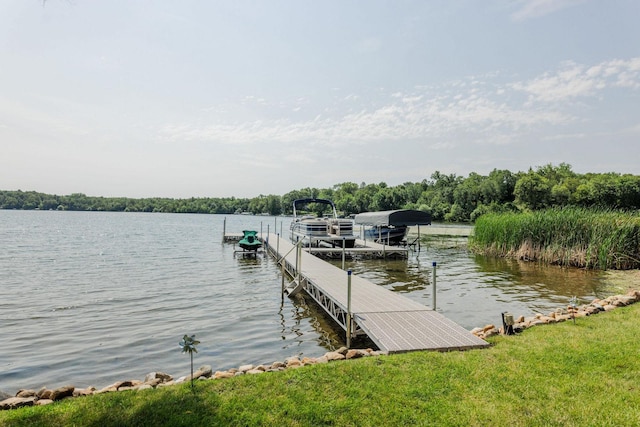 dock area featuring a water view and boat lift