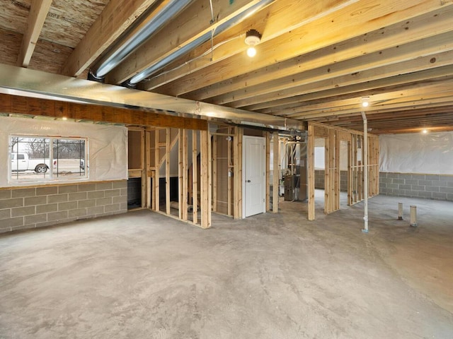 basement with heating unit