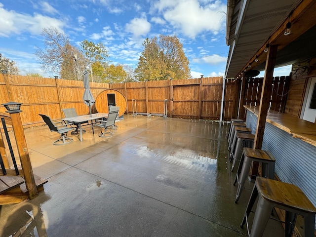 view of patio with a fenced backyard