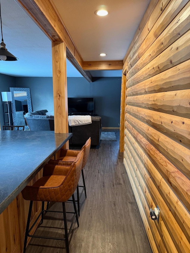 interior space featuring dark wood-style floors and recessed lighting