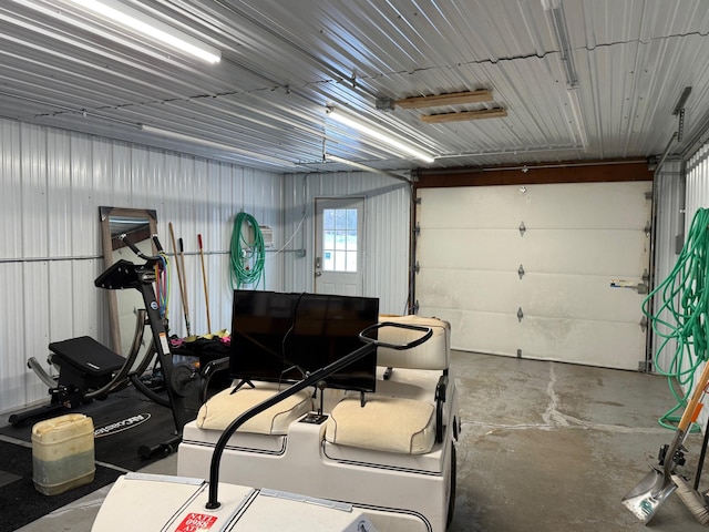 garage featuring metal wall