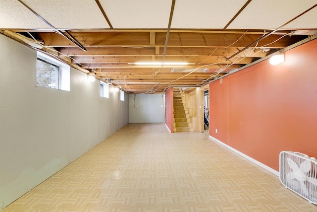 basement with stairs