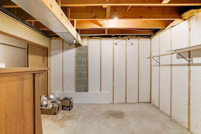 view of unfinished basement