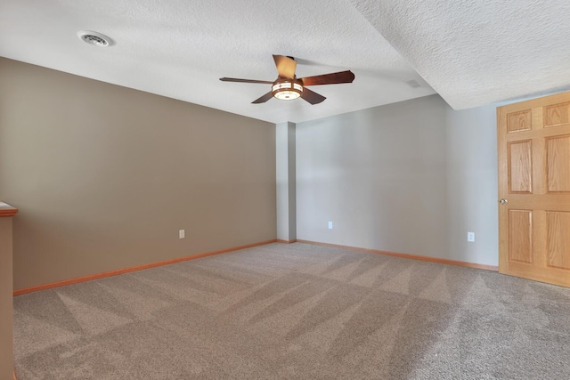 13413 Pine View Pl, Lindstrom, MN 55045 - carpeted spare room featuring a ceiling fan, a textured ceiling, and baseboards