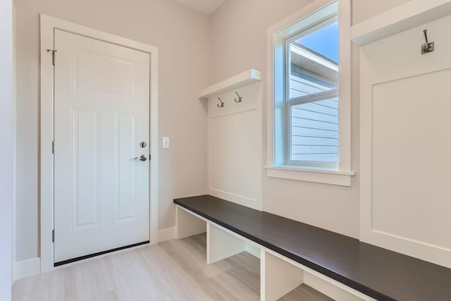 mudroom featuring light wood finished floors