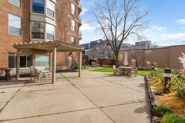 view of patio / terrace featuring a pergola