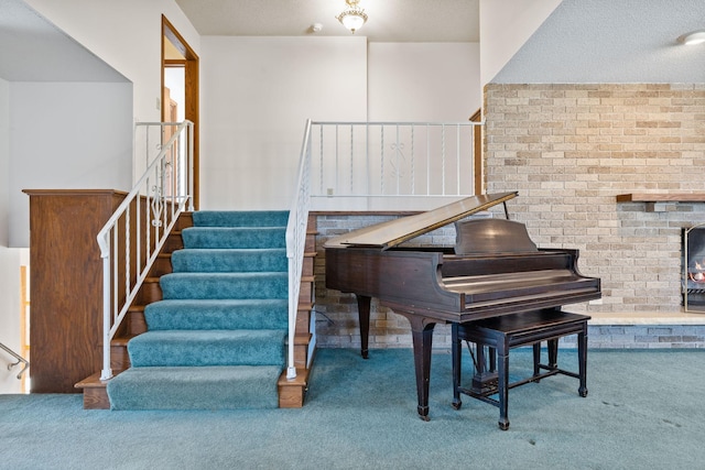 stairway with carpet floors