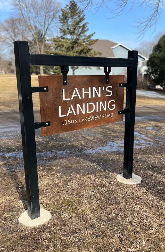 view of community sign