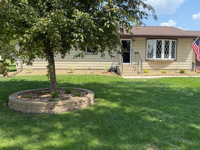 502 19th St N, Benson, MN 56215 - rear view of property with entry steps and a yard