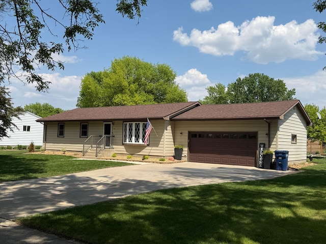502 19th St N, Benson, MN 56215 - single story home featuring a garage, a front lawn, driveway, and roof with shingles