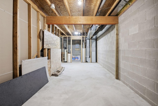 view of unfinished basement