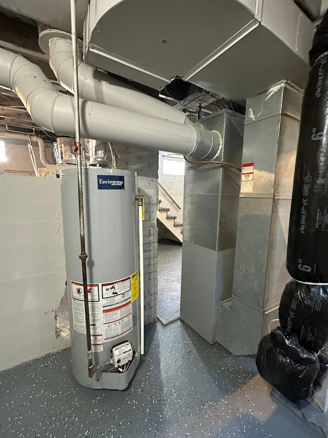 utility room with water heater