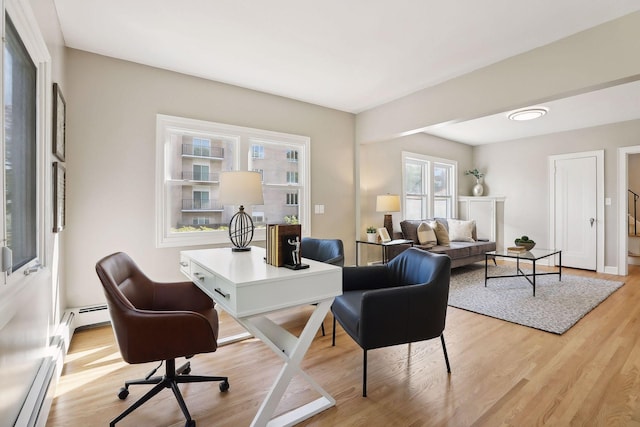 home office featuring light wood-type flooring