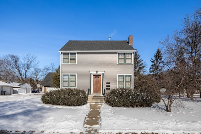 colonial home with a chimney