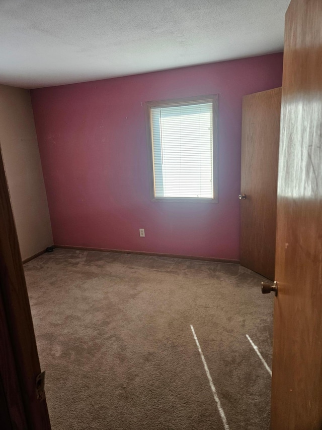 empty room featuring carpet floors and a textured ceiling