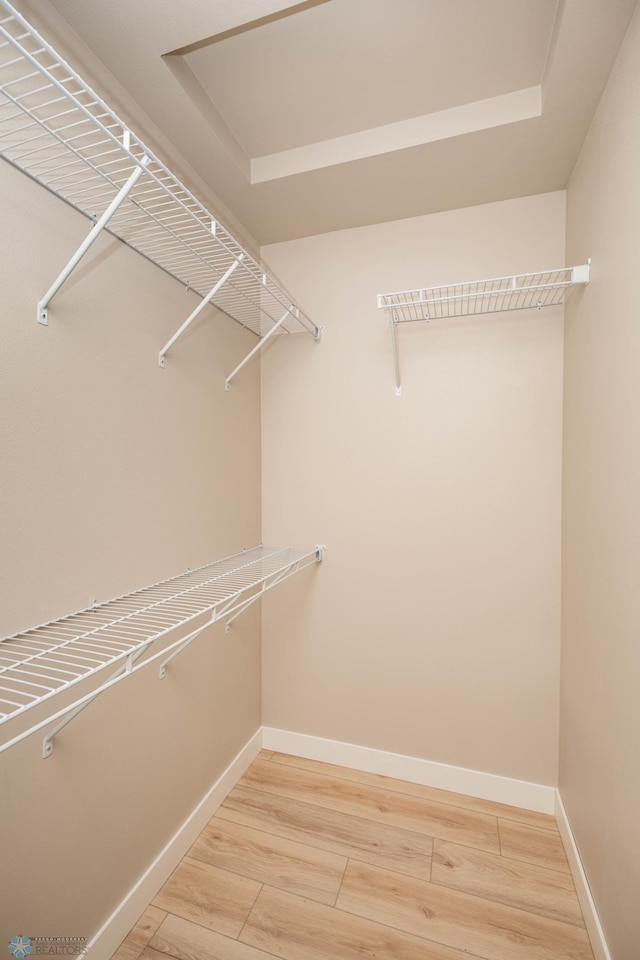 spacious closet with light wood-style floors