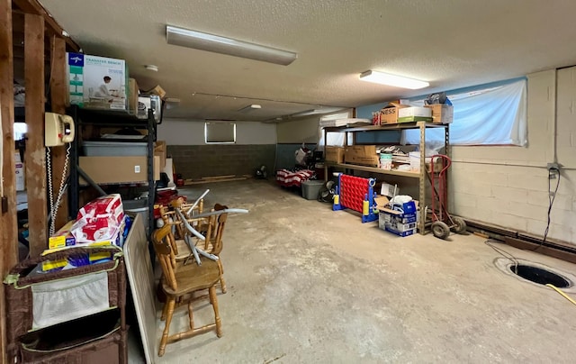 garage featuring concrete block wall