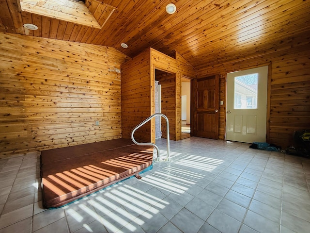 view of sauna featuring tile patterned flooring