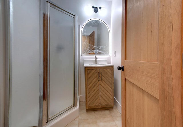 15153 Cates Lake Dr, Prior Lake, MN 55372 - full bathroom featuring a shower stall, vanity, and tile patterned floors