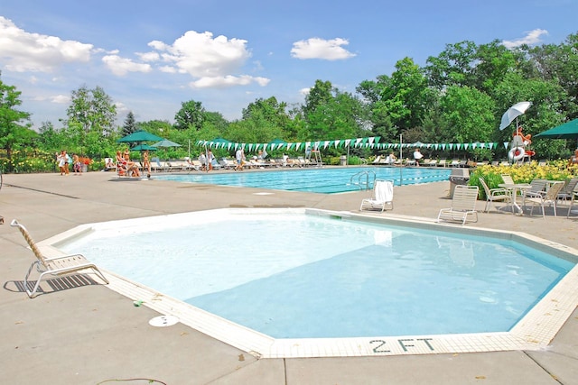 pool featuring a patio area