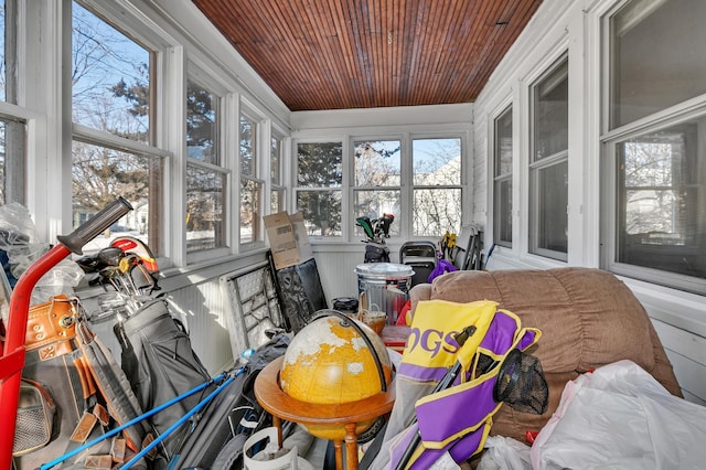 sunroom / solarium with wooden ceiling