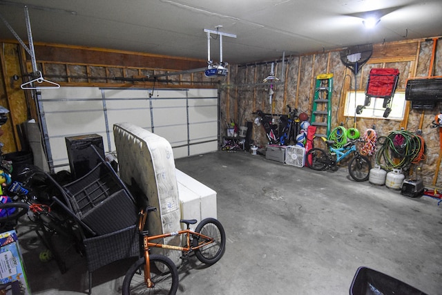 garage with a garage door opener