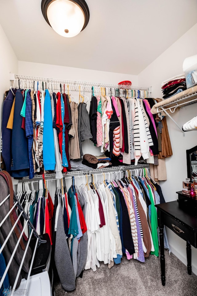 spacious closet with carpet flooring