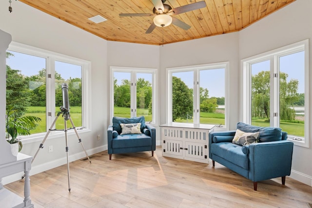13380 Willandale Rd, Rogers, MN 55374 - sunroom with french doors, plenty of natural light, wood-type flooring, baseboards, and wooden ceiling