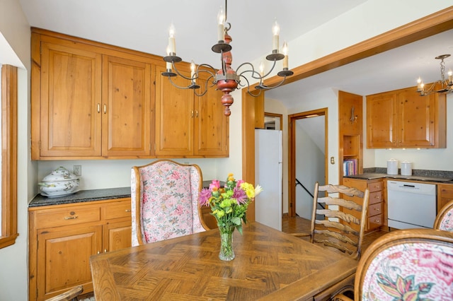 interior space with a notable chandelier