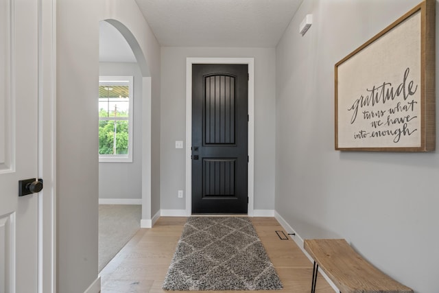 3047X Nicholas St, Grand Rapids, MN 55744 - entryway featuring arched walkways, light wood-style flooring, and baseboards