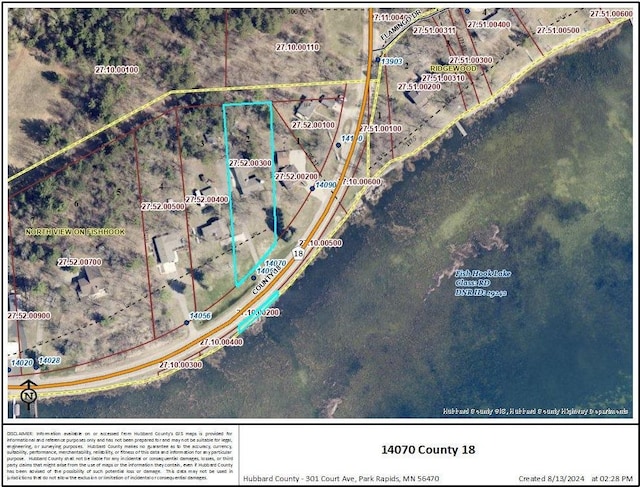14070 County 18, Park Rapids, MN 56470 - aerial map of property and surrounding area featuring property boundaries highlighted
