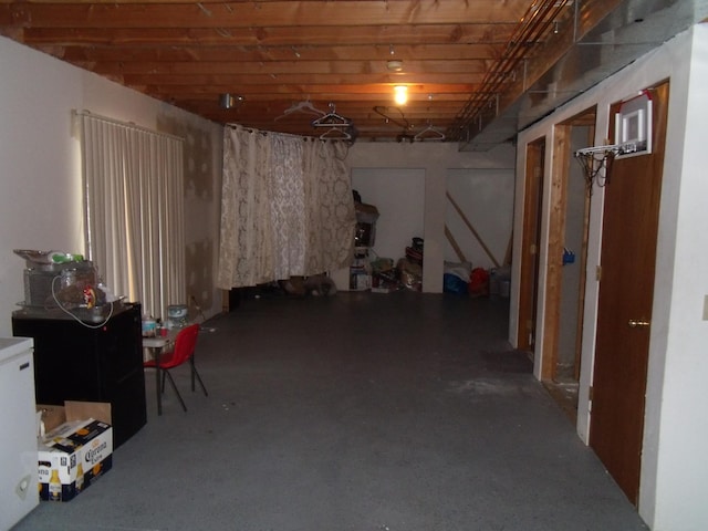 view of unfinished basement