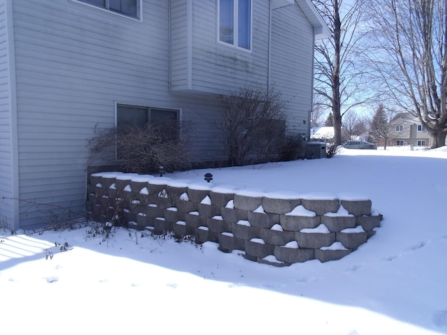 view of snow covered exterior