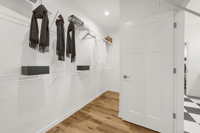 spacious closet featuring light wood-style flooring