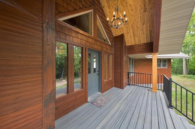 wooden deck featuring covered porch