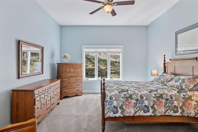bedroom with carpet floors and ceiling fan
