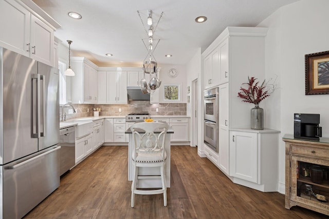 1067 Pioneer Rd, Red Wing, MN 55066 - kitchen featuring appliances with stainless steel finishes, white cabinets, and recessed lighting