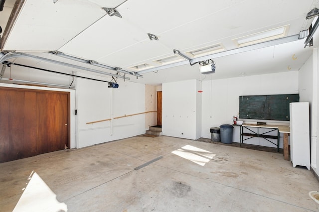 garage with a garage door opener