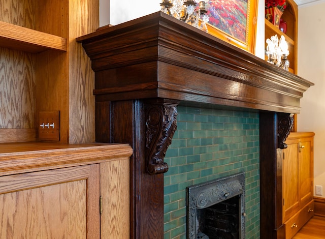 details with a fireplace